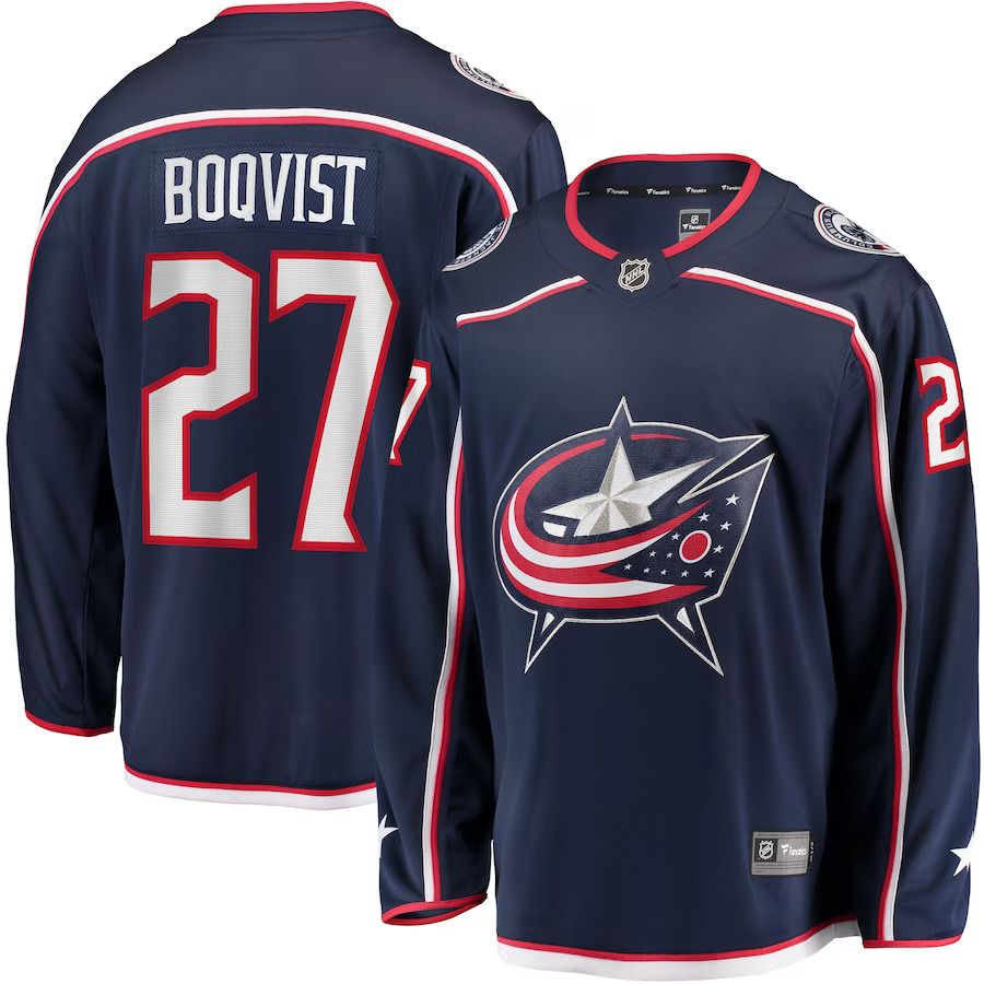 Men Columbus Blue Jackets #27 Adam Boqvist Fanatics Branded Navy Home Breakaway Player NHL Jersey